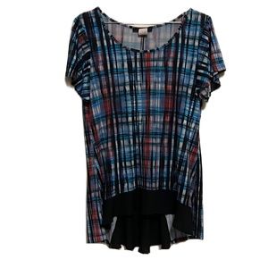 Women’s JENNIE & MARLIS, Cap Sleeves, High Low, Scoop Neck Top, Multi Colors, Sm